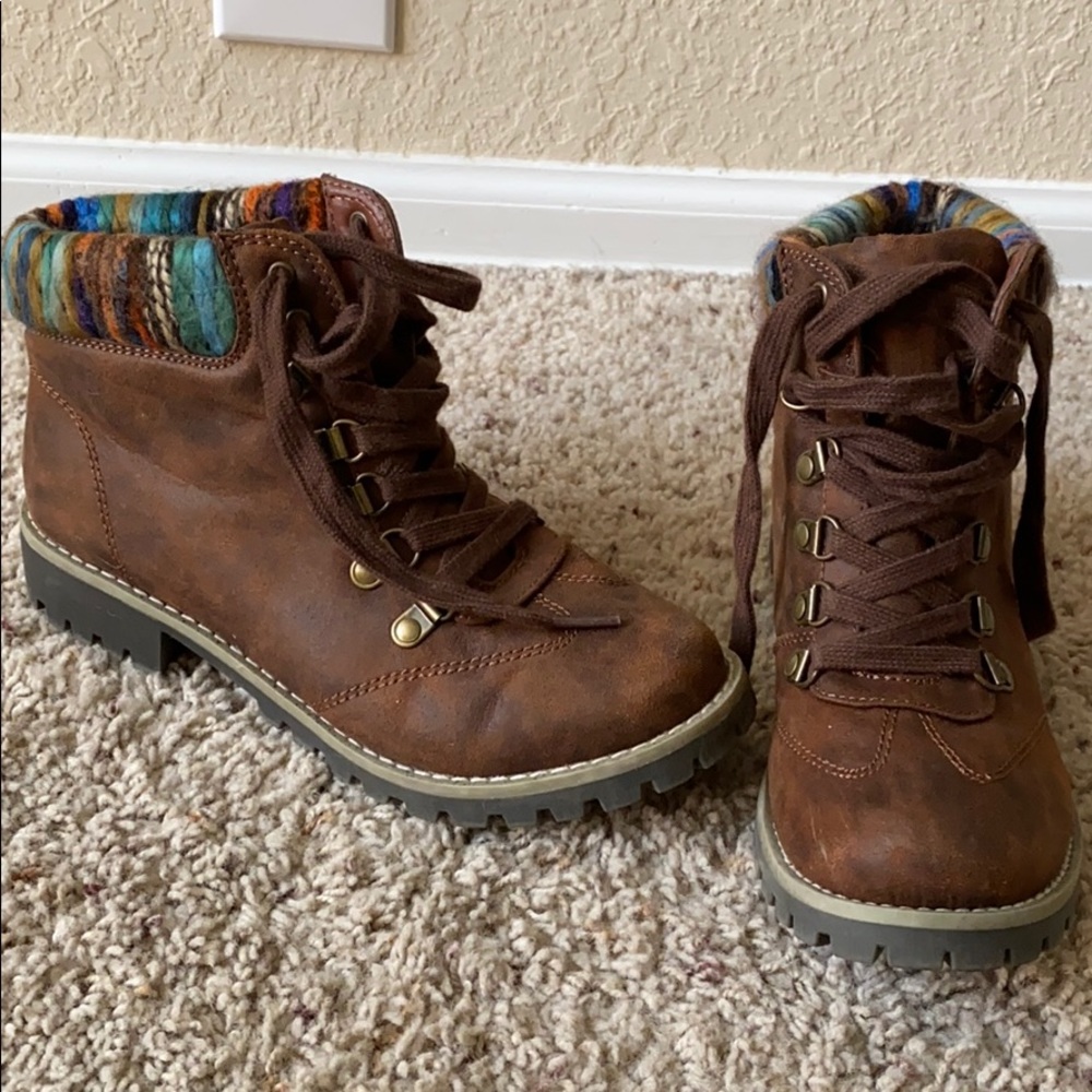 Brown women’s combat boots